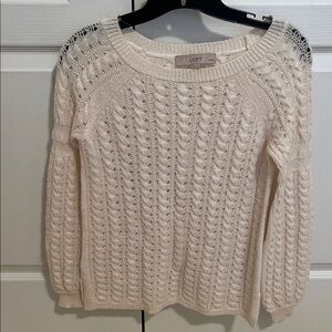LOFT Women's Ivory Cable Knit Sweater